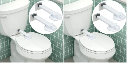 Image of Toilet Locks Baby Proof (4-Pack) Ideal Baby Proof Toilet Lid Lock with Arm - No Tools Needed Easy Installation with 3M Adhesive - Top Safety Toilet Seat Lock - Fits Most Toilets, White