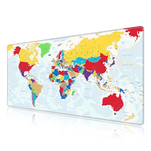 Tapis de Souris Gaming XXL Design Carte du Monde pour Organiser et Décorer le Bureau