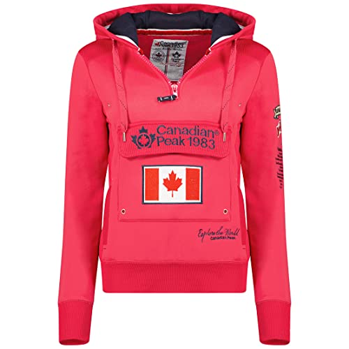 Canadian Peak Gyrelle Lady - Sudadera con Capucha para Mujer Bolsillos Tipo Canguro - Sudadera para Mujer Sudadera Casual de Manga Larga Caliente (Rosa_Flash S Talla 1)