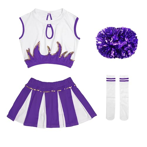 Opiniones y reviews de Ropa de Cheerleading y animación para Niño más recomendados. 47 LOLANTA Disfraz de animadora para niñas, conjunto de falda plisada, traje de animadora con pompón, Púrpura, 6-7