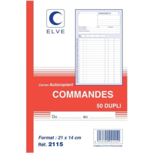 Elve - Lot de 10 Carnets Commandes - A5 - 50 Duplicatas - Blanc - Classique