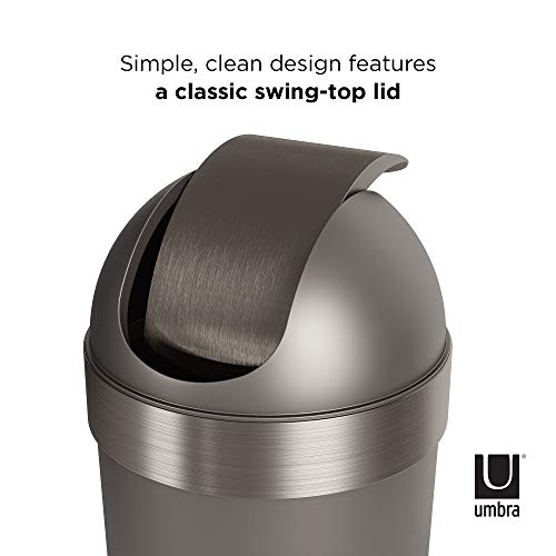 Umbra Venti Swing-Top 16.5-Gallon Kitchen Trash Large, 35-Inch Tall Garbage Can For Indoor, Outdoor Or Commercial Use, Pewter #TOP2