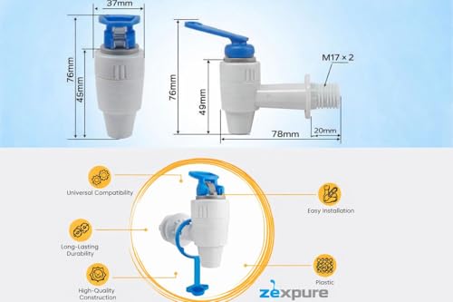 Image of RO Tap Set - Universal Water Purifier Tap - Silver - Suitable for all RO /UV /UF water purifiers, water pots, and plastic cans (Pack of 2)