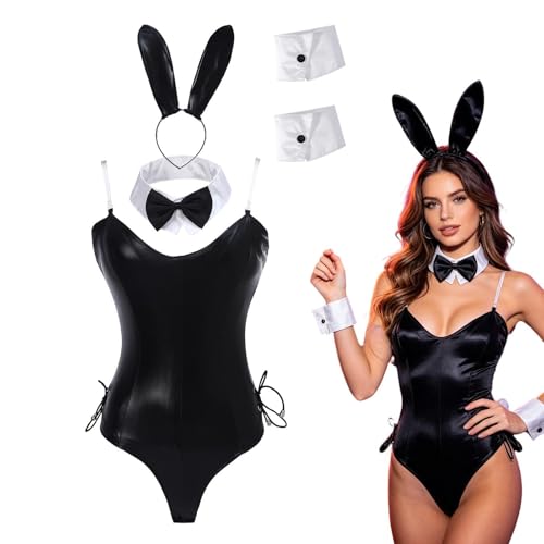 Disfraz de conejo, traje de cosplay para mujer con diadema de cola de orejas, disfraz de juego de rol suave y elástico para Halloween, vestido de fiesta llamativo para Halloween, reuniones, club