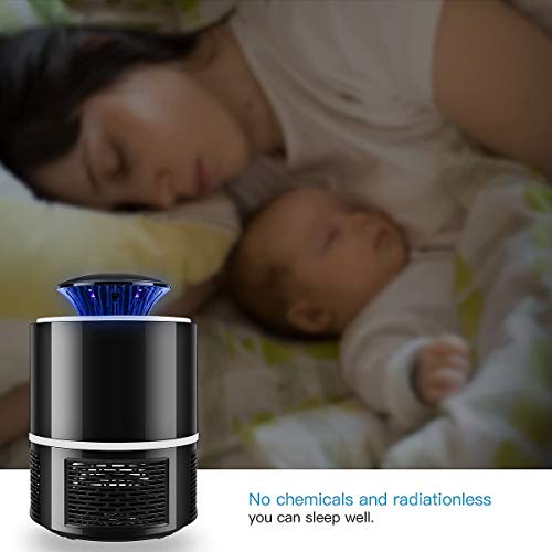 Image of Owme USB UV Mosquito Killer Lamp - Indoor Bug Zapper Trap with Quiet Fan Suction, Chemical-Free Mosquito Catcher for Home, Bedroom, Office & Kitchen (Round Black)