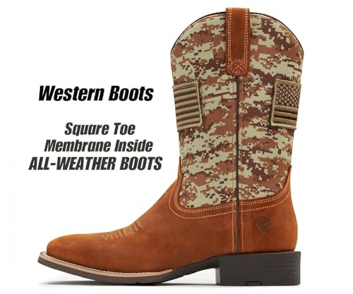Image of SUREWAY Men's Cowboy Boots, Square Toe Pull On Soft Toe Western Boot