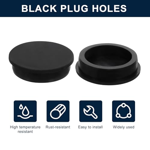 Image of uxcell 2 Pcs Black Plug Holes, Waterproof Rubber Button Plug for 61.5mm / 2.42 inch Hole