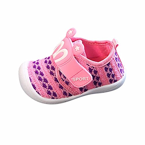 Lurryly Baby Girls Boys Cartoon Star Rabbit Ears Squeaky Single Shoes Sneaker 0-3 T (Size:18, Age:1.5T, US:3.5, Pink)