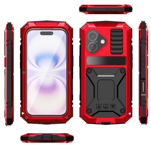 Coque iPhone 17 Air rouge silicone rigide anti-chute avec support de visionnage