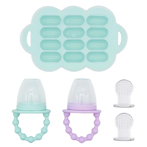 WeeSprout Silicone Baby Food Feeders + Freezer Tray for Batch Pre...