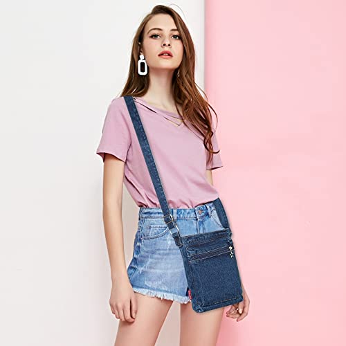 AOCINA Small Denim Purse Blue Jean Purse Shoulder Bag Denim Crossbody Bags for Women4