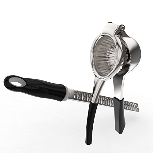 HUIERLAI Stainless Steel Anti-corrosive Silicone Grip Handle Lemon Squeezer and Zester, Black
