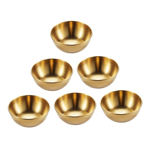 Unomor 6 Pcs Dish Seasoning Mini Serving Dish Household Bone Bowls Seasoning Bowl Pinch Prep Bowls Sauce Serving Dish Soy Sauce Dish Sauce Cups Fruit Dishes Plates Golden Stainless Steel