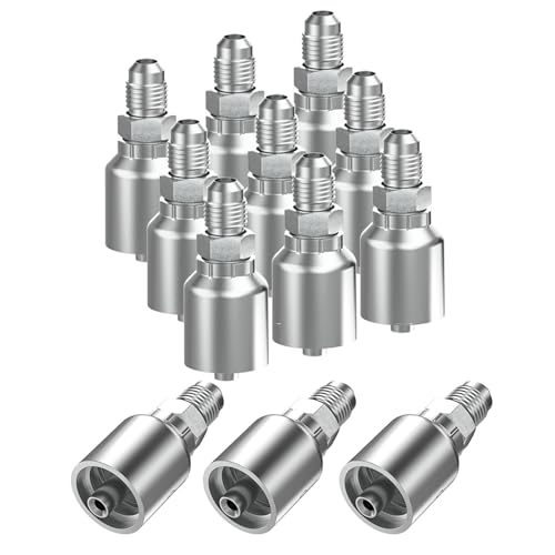 Image of 12PCS 1 /2 inch JIC 37 Male Hydraulic Hose Fittings, Hydraulic Hose Crimp Fitting Ends for Air Hose Repair Kit