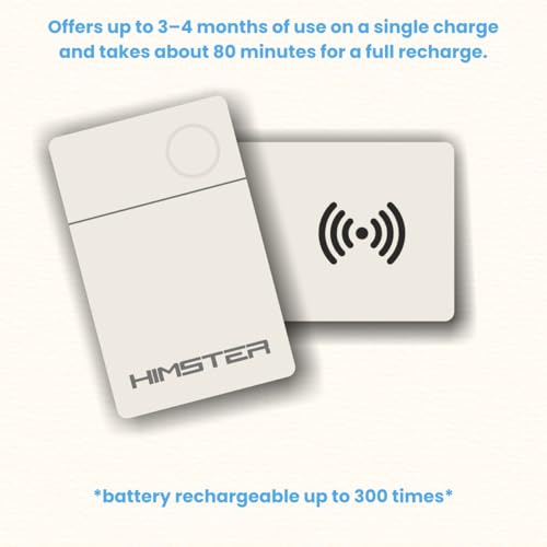 Image of Himster Smart Card Tracker for Android | No SIM Needed | Anti-Lost & Loud 75dB Alert | Ultra-Thin 2.85mm Item Finder-Wallets,Bags,Laptops, Tablets|3 Month Wireless Rechargeable Battery(White)