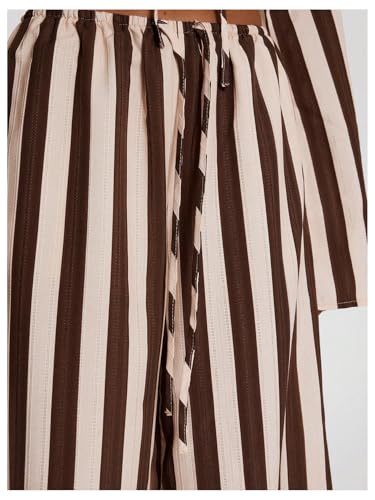 GORGLITTER Women's Striped Palazzo Pants Elastic Low Waisted Summer Casual Wide Leg Trousers4