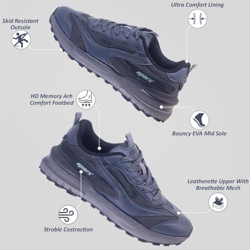 Image of SPARX Sports Running Shoes for Men - Lightweight Breathable Lace-Up Athletic Shoes with Cushioned Comfort, Shock Absorption, Durable Grip, Flexible Sole & Everyday Walking Performance