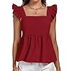 LYANER-Womens-Ruffle-Strap-Sleeveless-Square-Neck-Summer-Tank-Top-Peplum-Blouse LYANER Women's Ruffle Strap Sleeveless Square Neck Summer Tank Top Peplum Blouse Wine Red Small