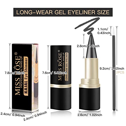Lokfar 2 Pcs Gel Eyeliner Set, Cream Eyeliner Tool Smudge Proof And Waterproof Eyeliner Pencil Matte Eye-Liner Pencil Tattoo Eyeliner Pen Eyeliner Gel Stick Makeup Eye-Liners For Women (Gray-Black) #TOP1