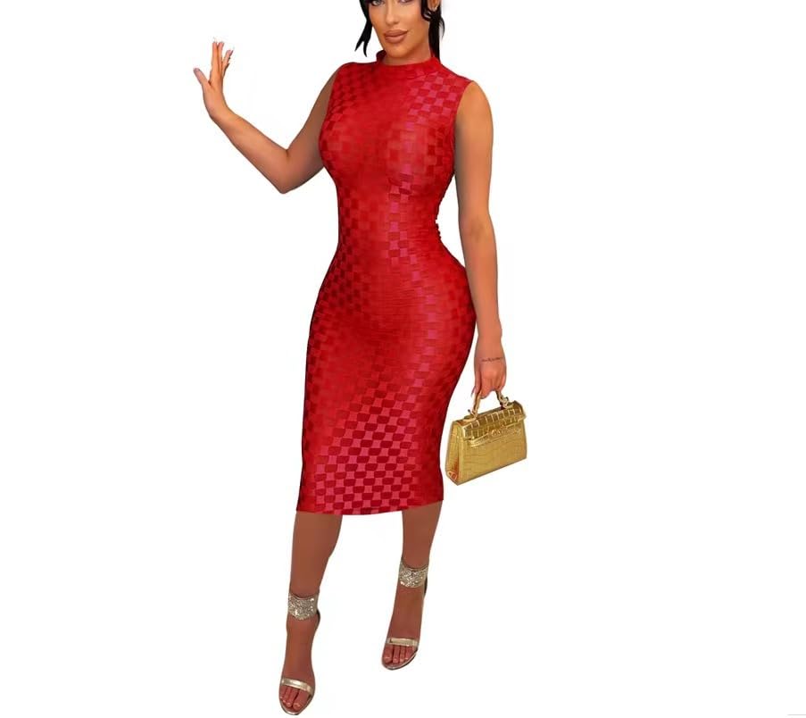 Image of Women's Casual Turtleneck Long Sleeve Elegant Long Dress Lounge Mesh Bodycon Maxi Party Dresses