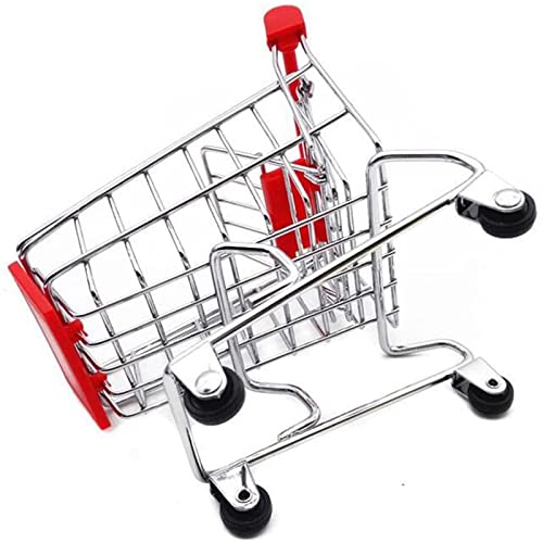 Mini Shopping Cart，Supermarket Handcart Mini Shopping Cart Mini Supermarket Storage Toy Decorative Ornaments For Storage Toys (Red) #TOP5