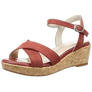 [オリエンタルトラフィック] レディース サンダル レディース ラウンドトゥ ウェッジソール 大きいサイズ 小さいサイズ 歩きやすい ストラップ クッション性 クロスデザイン 疲れにくいサンダル