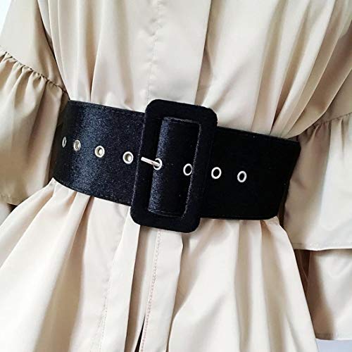 Vintage Velvet Leopard Belt For Women 2Inch Wide Faux Leather Waist Band Corset Apparel Accessories Belts (Black, Waist: 26"-32")3