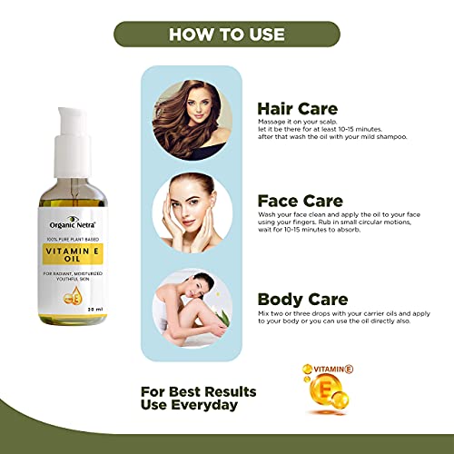 Organic Netra 100% Pure Plant Based Vitamin E Oil For Radiant,Moisturized Youthful Skin For Men and Womens, Reduces scars,stretch marks,wrinkles,... - Image 4