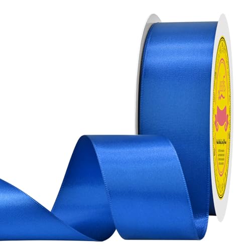 Image of Double Face Satin Ribbon 1-1 /2 inch X 50 Yards Polyester Royal Blue Ribbon for Gift Wrapping Very Suitable for Weddings Party Hair Bow Invitation Decorations