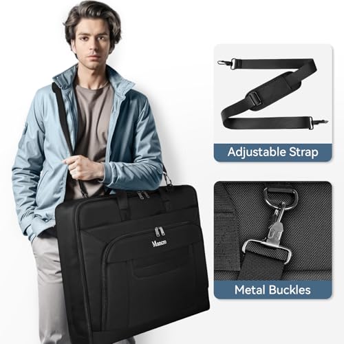 Garment Bags for Travel, Carry On Garment Bag for Business Trips with Shoulder Strap, Mancro Waterproof Foldable Luggage Hanging Suit Bags Gift for Men Women, 2 in 1 Suitcase for Coats, Suits (Black) - Thumbnail 5