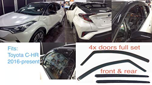 4X Deflectores de Aire Compatible con Toyota C-HR 2016-presente Derivabrisas protección Sol Lluvia Nieve Viento Vidrio acrílico PMMA de Primera Calidad