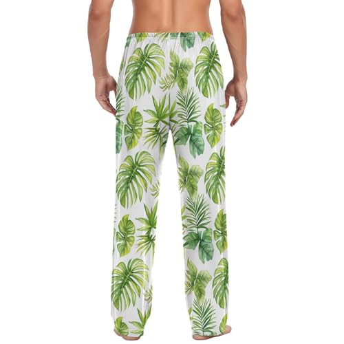 Tropical Palm Leaves Pajama Pants Watercolor Tree Lounge Sleepwear PJs Men's Pajama Bottoms Sleep Pants XXL2