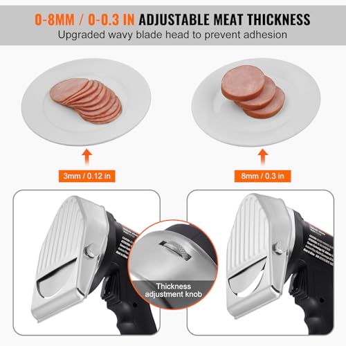 VEVOR 110V Electric Shawarma 80W Professional Turkish Kebab Knife Stainless Steel Commercial Gyro Cutter 2800 RPM With 2 Blades Φ3.93/100mm Adjustable Thickness 0-8 mm