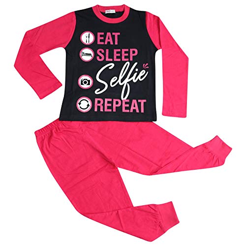 Pyjamas enfants Eat Sleep Selfie Repeat A2Z 4 Kids rose 2-13 ans