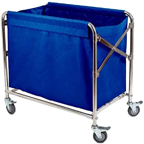 Chariot à linge à roues pour charges lourdes avec sac amovible bleu
