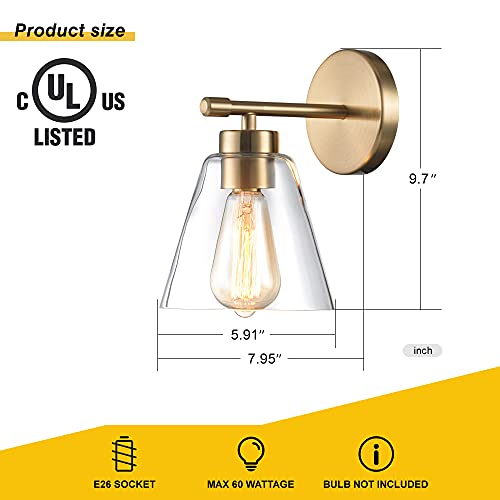 Hamilyeah Gold Wall Sconce Lighting Fixture, Bathroom Vanity Sconces Wall Lighting, Modern Industrial Wall Lamp For Bedroom,Kitchen,Living Room Hallway Basement Ul Listed #TOP3