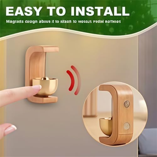 Image of 2025 New Wooden C-Shaped Wind Chime, Suction Door Type Solid Wood Wind Chime, Door Wind Chime, Shopkeepers Bell for Door Opening, Magnetic Door Chime, for Restaurants Home Barn C Shape (Walnut)