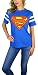 DC Comics Womens Superman Varsity Football Tee Blue Heather (Large, Blue Heather)