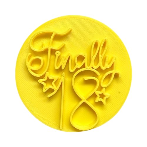 The Cookie Cutter Hub Finally 18 Birthday Cookie Cutter Embosser/Stamp for Cupcakes Fondant Icing Clay Cake Baking Decoration