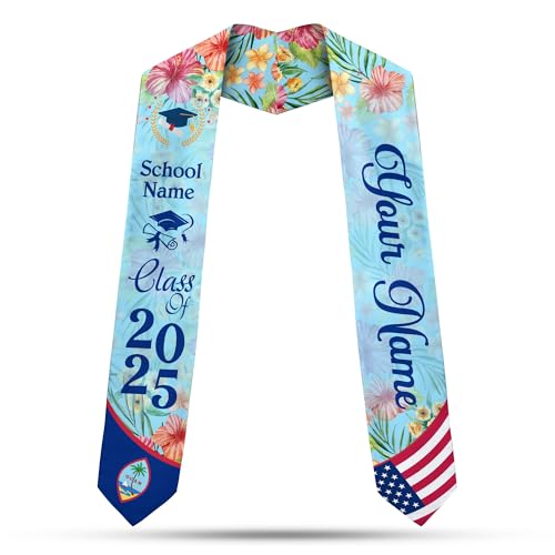 MonkeyVan Guam Graduation Sash Guam Guamanian Flag Stole Guam Sash Graduation 2025 Guam Graduation Stole 2025 Class of 2025 Gu13