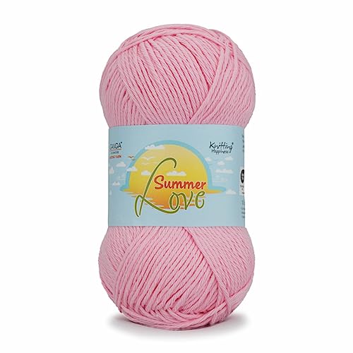 Image of Ganga Acrowools Summer Love - Sport Weight - Cotton Yarn -Oekotex Class L Certified - Pack of 1-50 GMS Per Ball (Baby Pink)