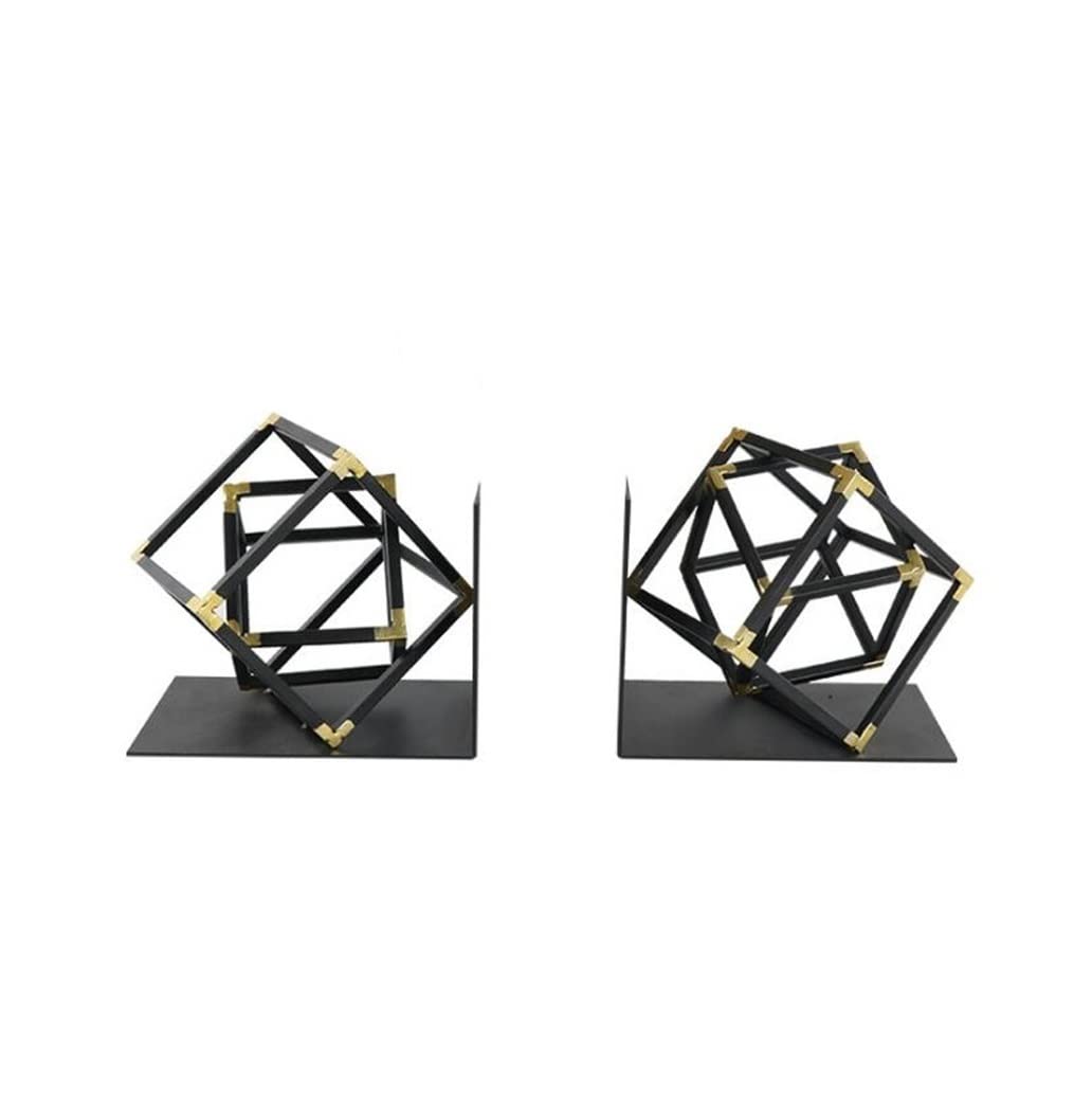 Podpórki do Książek do Domu Podpórki Do Książek Dekoracyjny Metalowy Czarny Heavy Duty Podpórka Do Książek Geometryczny Wzór Półka Na Książki Końcówki do Książek do Biblioteki