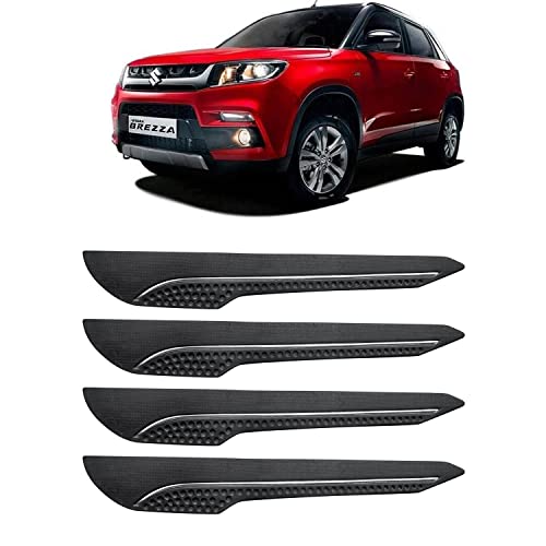 Image of AOSIS-Car Bumper Protector /Bumper Guard for Maruti Suzuki New Vitara Brezza with Single Chrome Stripe (4-Pcs)