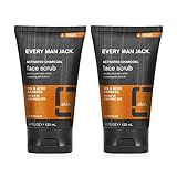 Every Man Jack Activated Charcoal Oil and Acne Defense Face Scrub for Men - Exfoliate Away Dry, Dead Skin, Prep For a Clean Shave, and Deep Clean to Remove Dirt and Oil with Natural Jojoba Beads - 4.2 oz Twin Pack