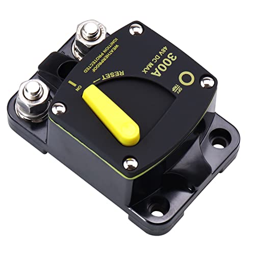 Vozinmost 12V - 48V Dc 300 Amp Surface Mount & Panel Mount Circuit Breakers For Boat Trolling With Yellow Manual Button Waterproof 300A #TOP4