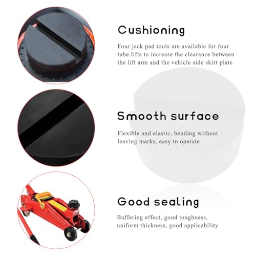 Image of 2 PCS Jack Pads, Heavy Duty Rubber Slotted Pinch Weld Side Frame Rail Protector for Floor Jack Stands, Anti-Slip Round Floor Jack Pad Adapter Protects Car Pinch Welds Paint