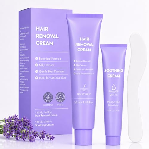 Hair Removal Cream, Facial Hair Removal Cream for Women with Soothing Cream,Facial Hair Remover for All Skin Types, Face Hair Remover for Upper Lip, Peach Fuzz, Chin &amp; Sideburns