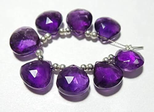 Amethyst natural strand 10mm perle cœur facettée lithothérapie - 2