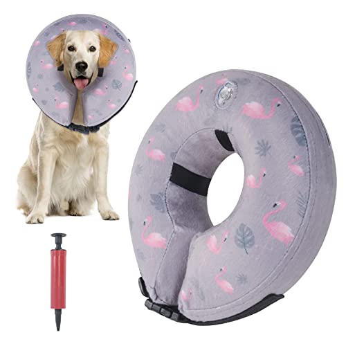 IEUUMLER Schützendes aufblasbares Erholungshalsband für Hunde und Katzen, bequemer, verstellbarer Hals-Donut-Kegel, verhindert Beißen und Lecken EU002 (L (Hals: 30.5 cm,45.7 cm)) Cover