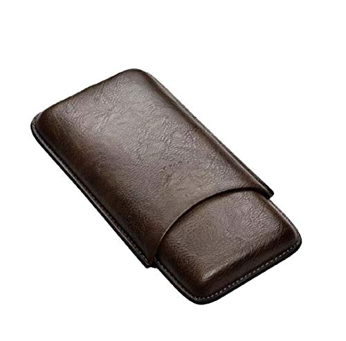 Preisvergleich Produktbild Qwerrtyuyi Leder Zigarren Ledertasche Drei Zigarre Zigarettenetui dunkelgrau Leder Rindsle